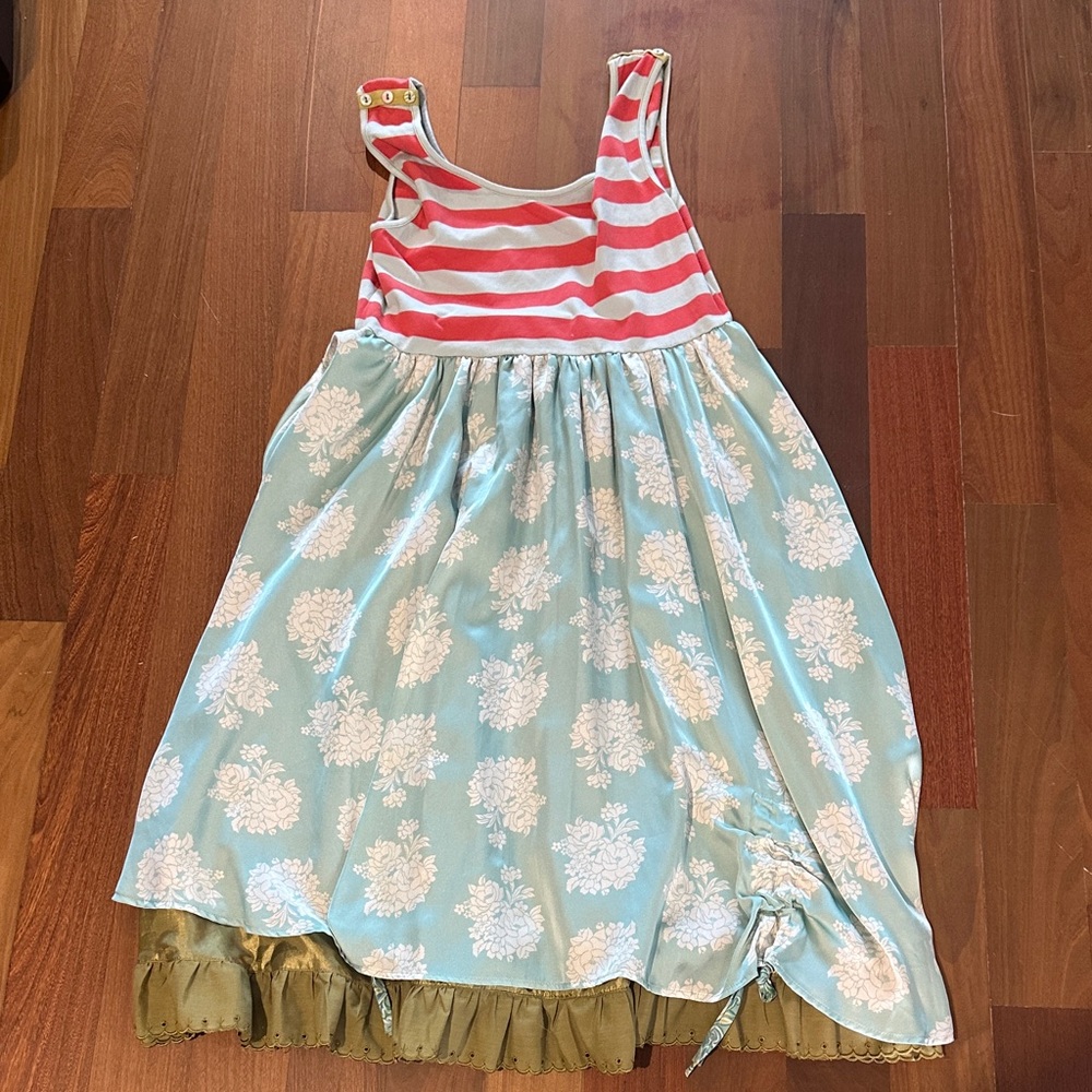Matilda Jane Red Striped and Blue Floral Dress